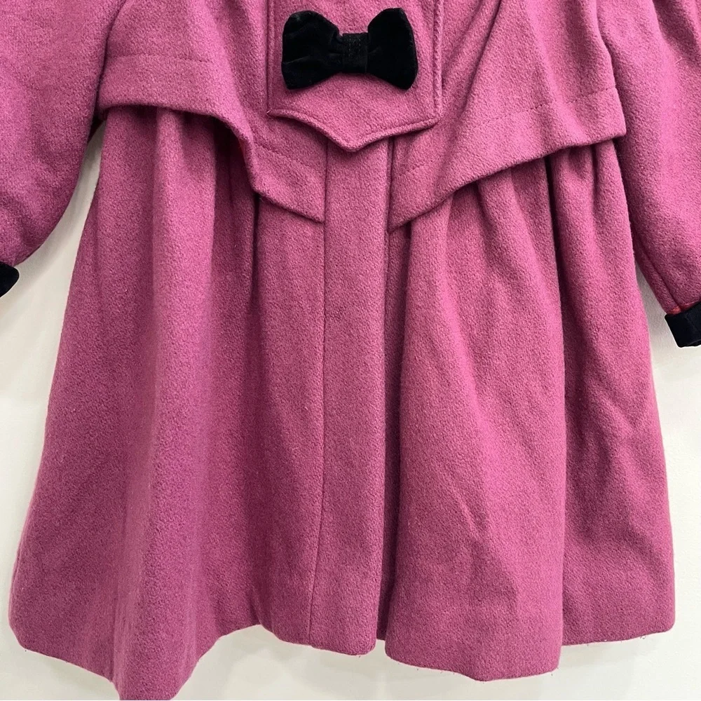 Vintage Rothschild Girls 4 Wool Coat Purple Black Velvet Bows Union Tag USA